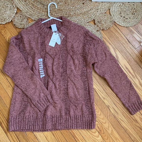 Rust/Pink Cable Knit Sweater size L - Picture 2 of 6